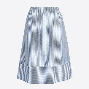 J.Crew Factory blue and white cotton-linen skirt